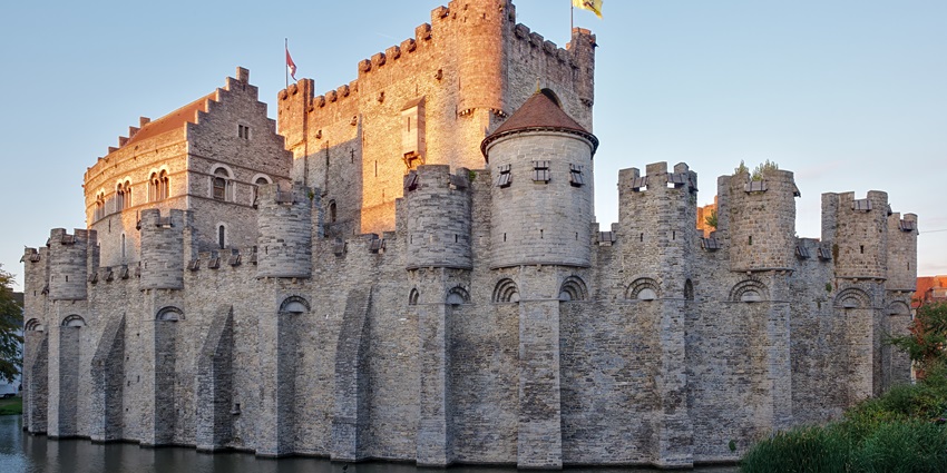 Gravensteen Castle in Ghent showcases medieval architecture among monuments in Belgium.