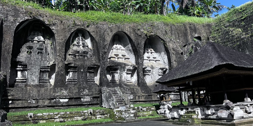Gunung Kawi Temple, one of the remarkable monuments in Indonesia, with its ancient rock-cut shrines carved into a cliff face.