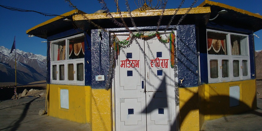 Gurudwara Pathar Sahib, with its peaceful courtyard and a sacred rock in Ladakh.