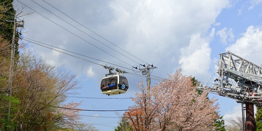 Things to do in Hakone, Japan, include riding above steaming volcanic terrain and lush forests.