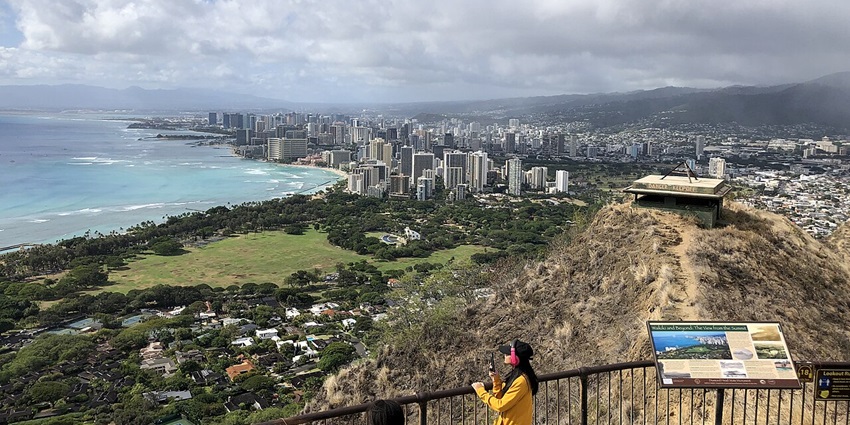 Trek to the top of Diamond Head for panoramic views, one of the things to do in Honolulu, Hawaii.