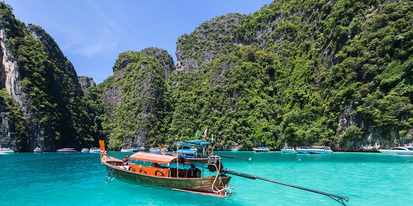 Dramatic cliffs and turquoise waters of Phi Phi Leh, a gem near Phi Phi Island