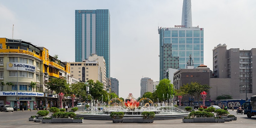 Nguyen Hue Street, Ho Chi Minh City, modern buildings, is one of the places in Vietnam.