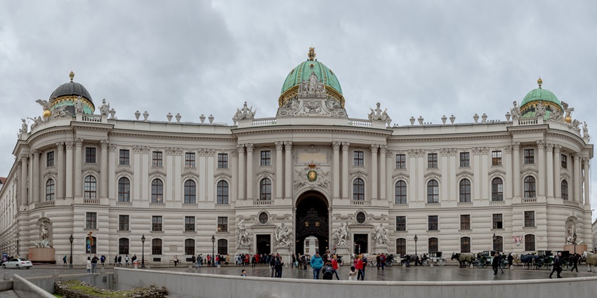The grand Hofburg Palace in Vienna, with its detailed architecture, amongst the best historical places in Austria.