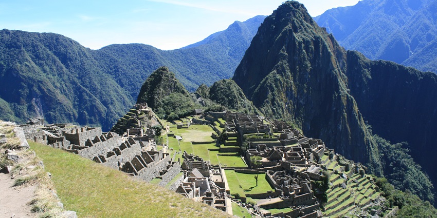 Steep trail and rocky peak of Huayna Picchu, one of the Machu Picchu historical places