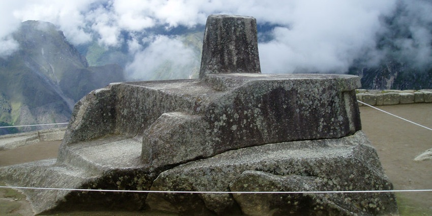 The Intihuatana stone, one of the Machu Picchu historical places a carved ritual stone.