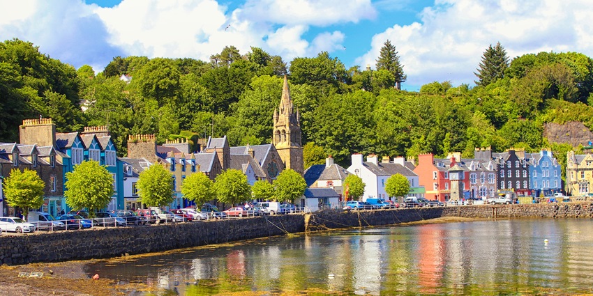 Colourful waterfront buildings of Tobermory on among the best islands in the UK.
