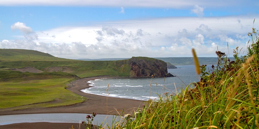 Volcanic peaks and the untouched forest of Iturup Island, among the best islands in Russia.