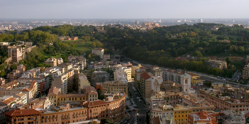 A mesmerising view of the Roman city as seen from the dome of Saint Peter’s Basilica in Rome.