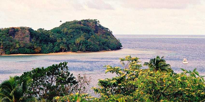 Pristine coral reefs of the Great Astrolabe Reef on the rugged island of Kadavu.
