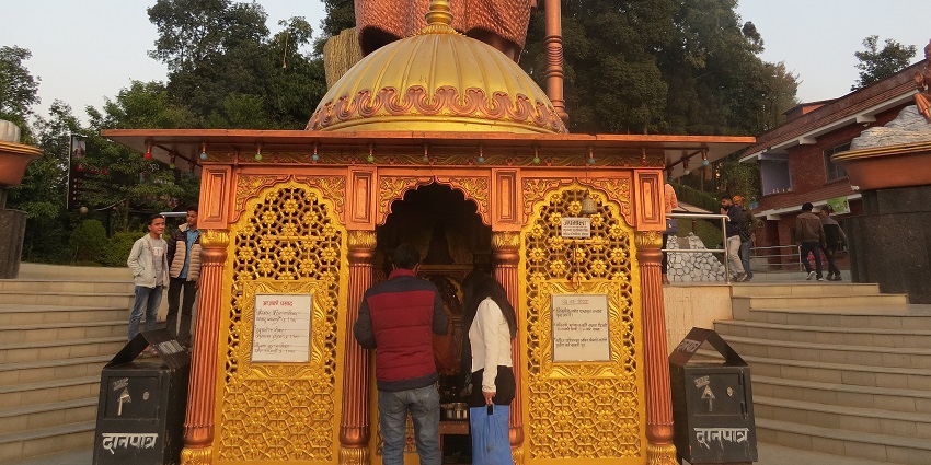 A close-up view of the Kailashnath Mahadev Statue, one of the oldest monuments in Nepal.