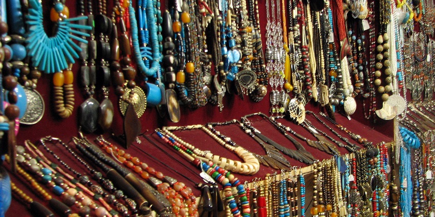 Image of a jewellery shop at Kamala Nagar Market, one of the places to visit in Delhi in May.
