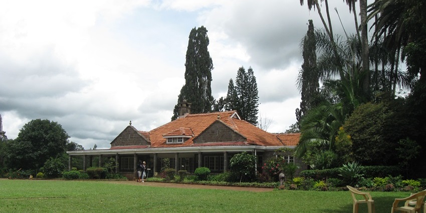 Colonial-style Karen Blixen house nestled among gardens in Nairobi.