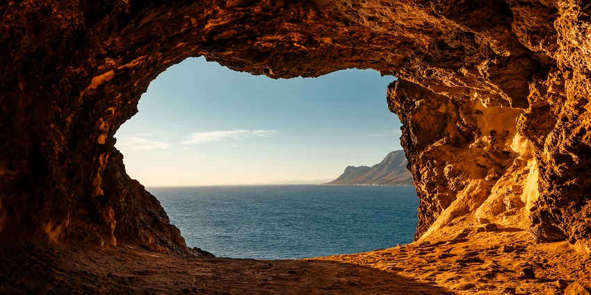 Rocky shoreline view near Kleinmond Caves, a hidden coastal spot in South Africa