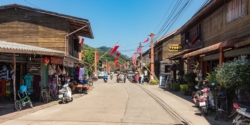 Lanta Old Town street with local shops, a great stop for What to Shop in Krabi ideas.