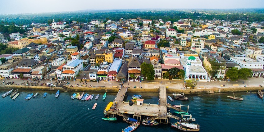 Aerial view of the colourful Lamu Old Town, surely one of the Historical Places in Kenya