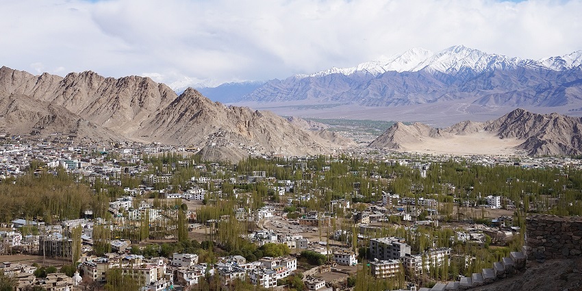 A panoramic view of Leh town, one of the best places to visit in Ladakh in March