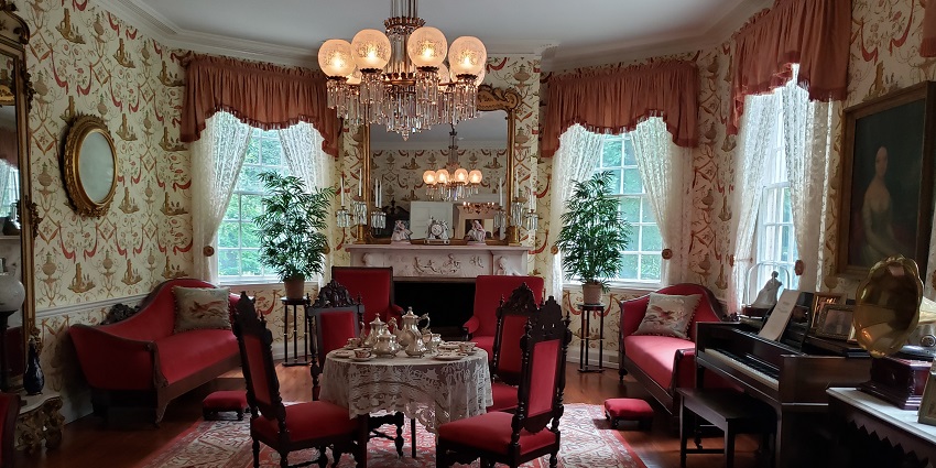 Elegant interior of the Liberty Hall Museum, one of the historical places in NJ.