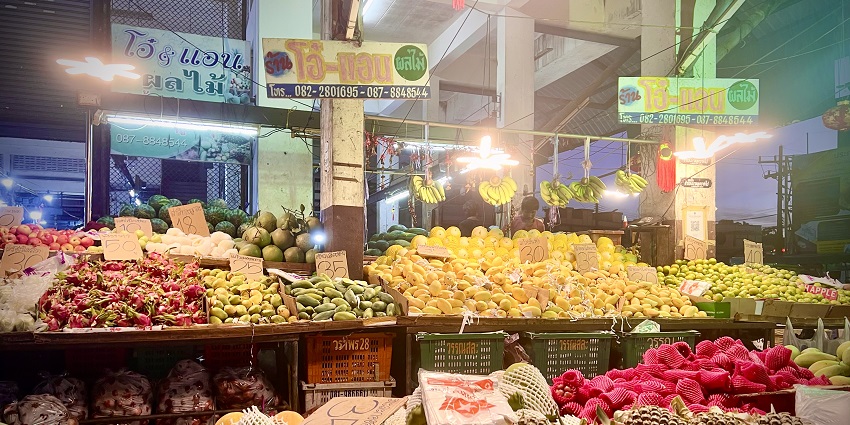 Morning fruit market in Krabi showing fresh produce and ideas for What to Shop in Krabi