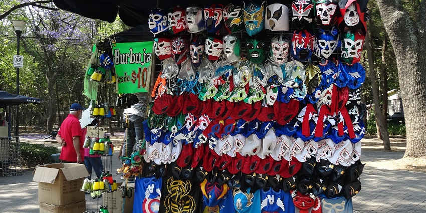 Things to buy in Mexico include a vibrant assortment of Lucha Libre wrestling masks
