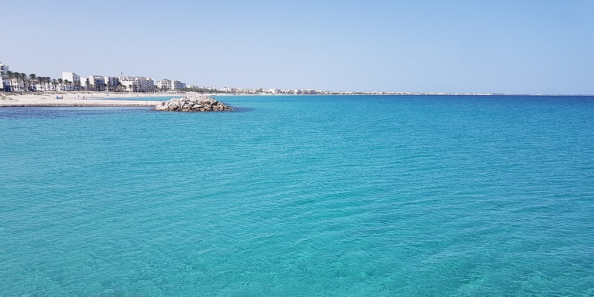 Mahdia Beach, a hidden gem among the secluded beaches in Tunisia, features calm blue waters.