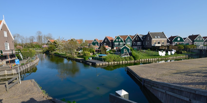 The beautiful Marken Island surrounded by water, offering a picturesque scenery
