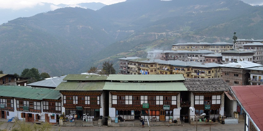 Mongar district in Bhutan with traditional architectural buildings, amongst the top places to visit in Bhutan in August.
