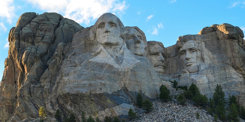Granite Mountain face featuring the heads of former U.S. presidents, a monument in the USA