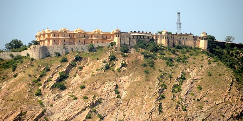 Hilltop view of the Nahargarh Fort offering panoramic views of the city and sunset view