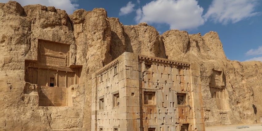 Ancient rock-carved tombs of Persian kings at Naqsh-e Rostam, a monuments in Iran