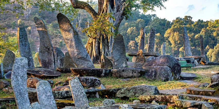 Nartiang monoliths in west Jaintia hills with uniquely shaped monoliths made up of stones.
