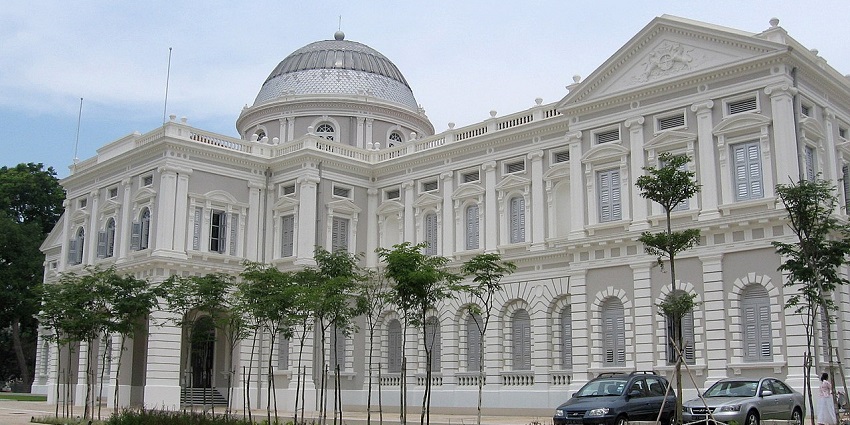 Exterior view of the National Museum of Singapore showing its design, one of the best places to visit in Singapore in July.
