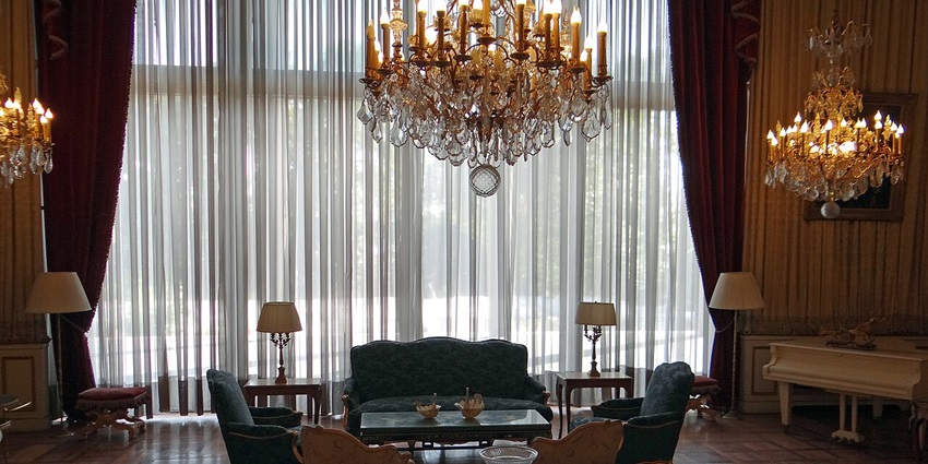 Interior of Niavaran Palace with artificial candles, Trehan historical places in Jordon