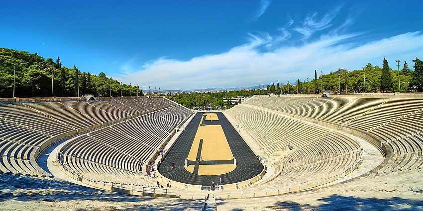 The Panathenaic Stadium in Athens, an ancient all-marble stadium, a Greek monument.