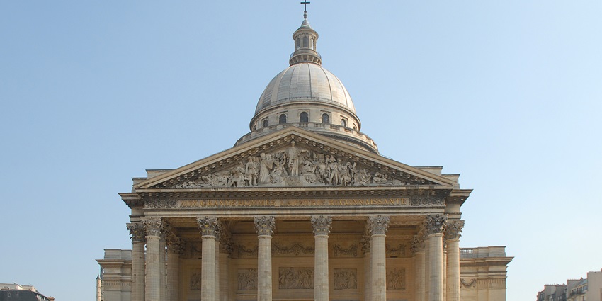 Neoclassical dome of the Panthéon in the Latin Quarter of Paris, monument in France