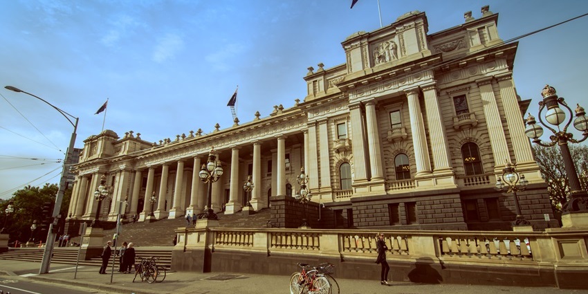 Parliament House, which houses the Parliament of Victoria, is located on Spring Street in Melbourne's city centre