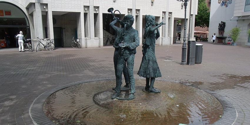 The Musikantenbrunnen Fountain in Ettlingen features lively bronze figures of musicians.