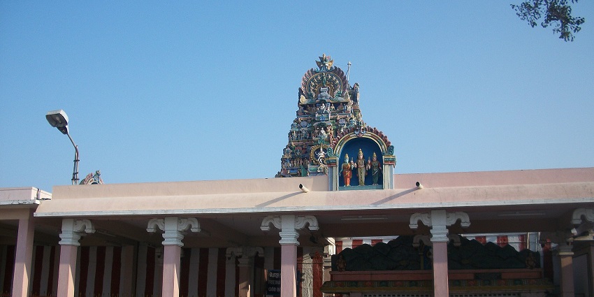 An Image of the famous Pazhani Andavar Temple in Chennai, a renowned Murugan shrine located on top of a hill.