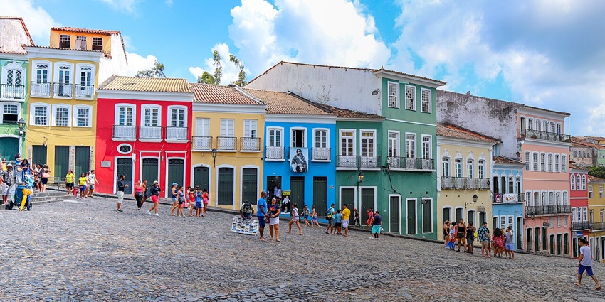 Pelourinho with vibrant, colourful buildings, tops the list of historical places in Brazil