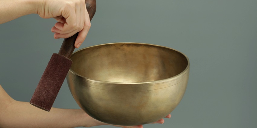 Things to buy in Kathmandu include a hand-hammered singing bowl from Nepal, used for meditation and sound healing.