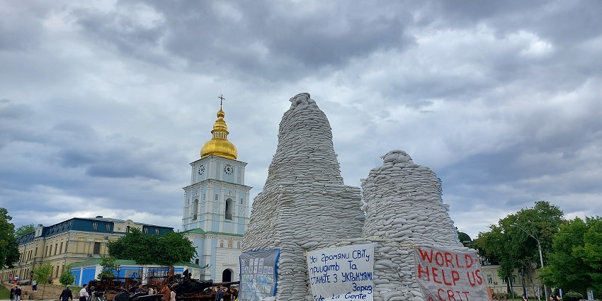 View of the Princess Olha Monument in Kyiv, which is one of the popular monuments in Ukraine.