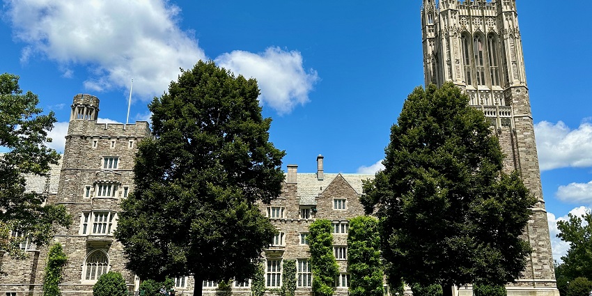 Historic collegiate Gothic buildings on the Princeton University campus, one of the historical places in NJ.