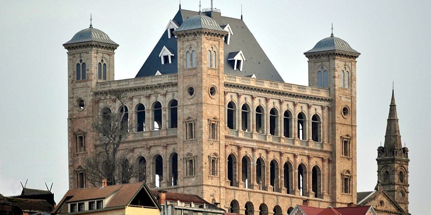 Reconstructed Rova of Antananarivo, Madagascar, showcasing royal palace architecture.