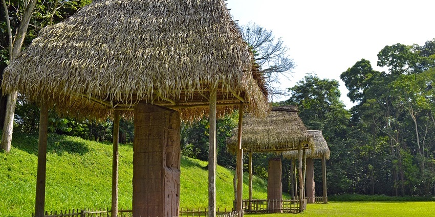 Steelas at Quirigua Archaeological Park, a top historical places in Guatemala