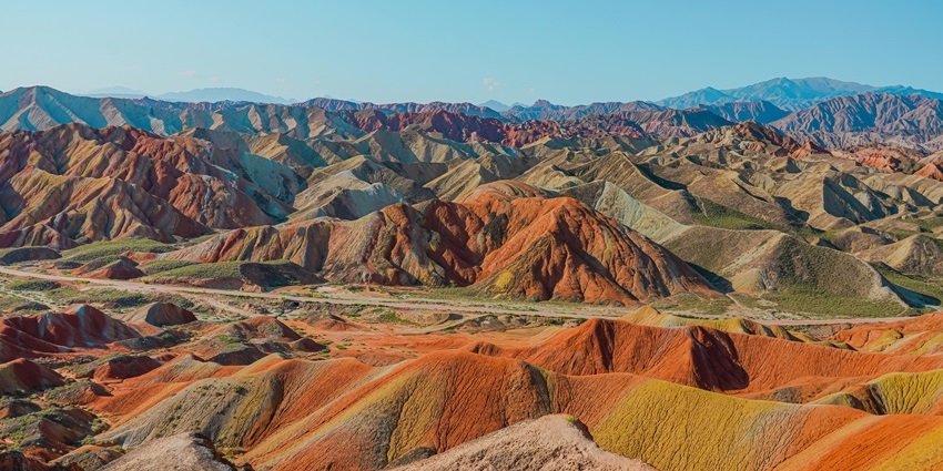 A scenic view of Rainbow Mountains, China one of the most beautiful hidden places in the world.