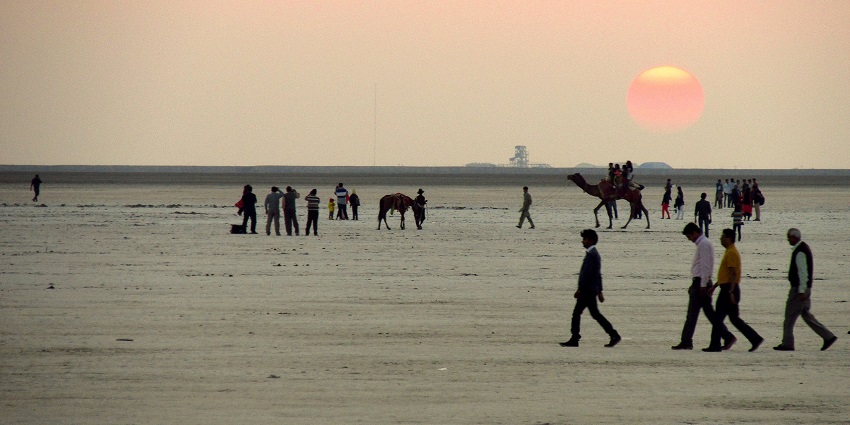 A panoramic view of the Rann of Kutch, one of the place to visit in Gujarat in December