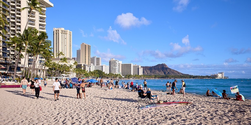 Soak up the sun on Waikiki Beach, one of the best things to do in Honolulu, Hawaii.