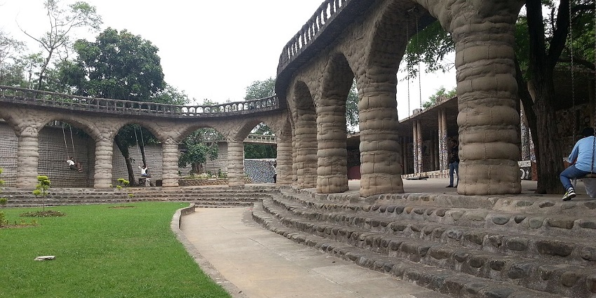 Artistic sculptures in the Rock Garden, among the best places to visit in Punjab in May.