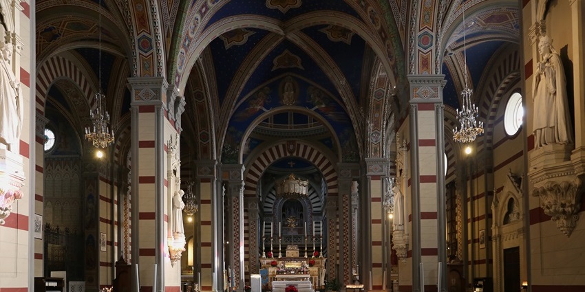 An image of the cathedral where you can marvel at frescoes and peaceful ambience inside.