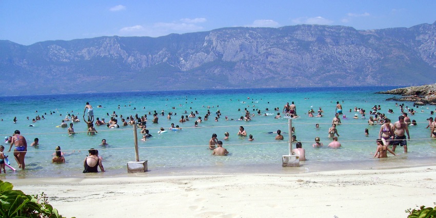 Renowned for its unique golden sand, said to be imported by Cleopatra and its Roman-era ruins.
